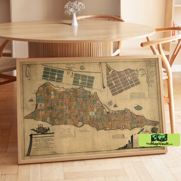 St. Croix Map - 1767 - Nautical Chart Print Historic Caribbean Map Featuring Danish Colonial Settlements