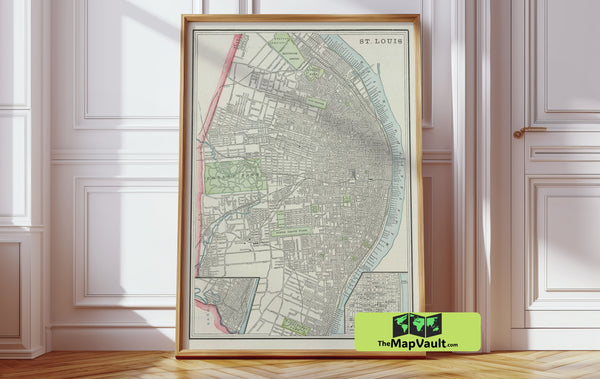 St. Louis 1902 Historical Street Map – Authentic Reproduction for Dedicated History Enthusiasts