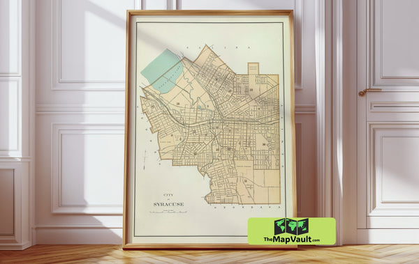 Syracuse 1900 Historical Street Map – Authentic Reproduction for Dedicated History Enthusiasts