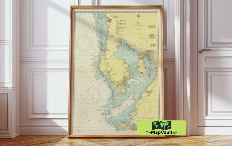 Tampa Bay 1943 Print - Classic Florida Gulf Coast Nautical Chart for Discerning Sunshine State Admirers