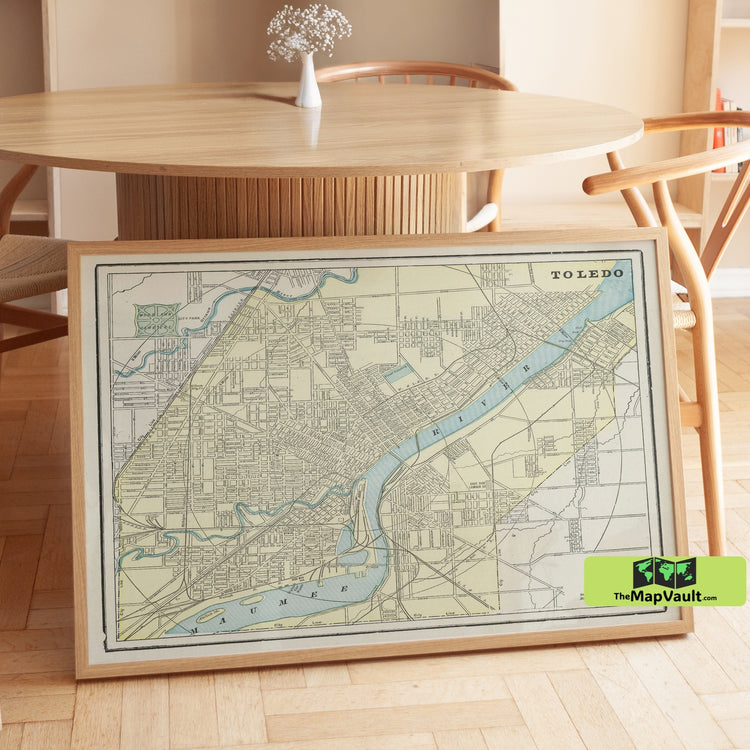 Toledo, Ohio Vintage City Map