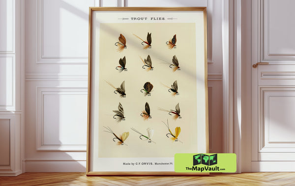 Trout Flies set 4 - Vintage Fishing Print - Antique Fly Tying Illustration