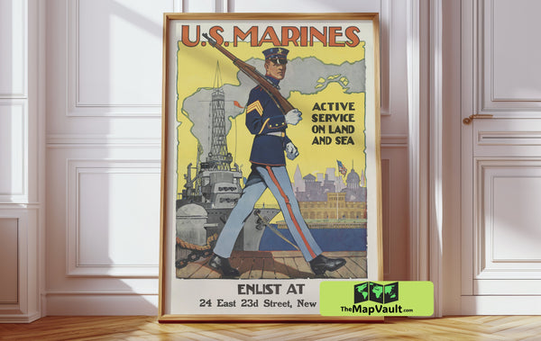 U.S. Marines Recruitment Print - United States Marine Corps - Vintage WWI Military Poster