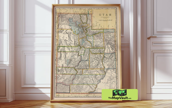 Utah 1910 Historical State Map – Authentic Reproduction for Dedicated History Enthusiasts