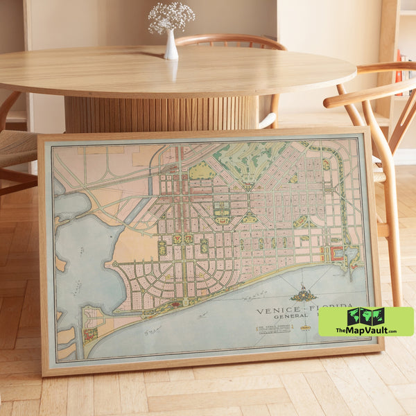Venice Florida General Plan 1926 Map Poster - Vintage Florida Wall Art Print