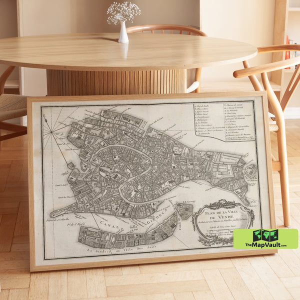 Vintage Map of Venice – Archival Reproduction of La Serenissima