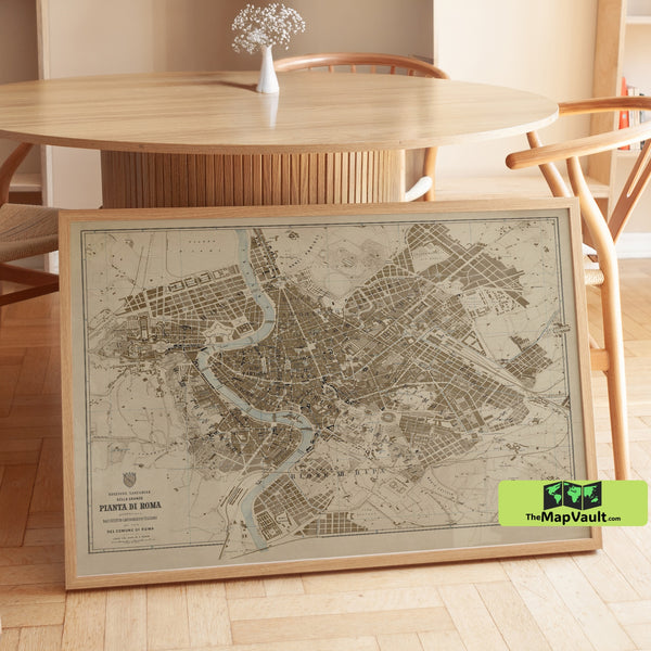 Rome 1892 City Map Poster – Classic Italian Capital Print for Eternal City Admirers