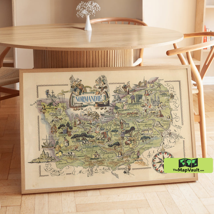 Normandy - Vintage Map Poster - French Regional Wall Art Print