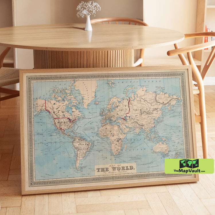 World Map 1876 Vintage Print - Discover Colonial Spheres and Emerging Nations