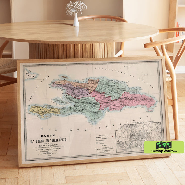 Haiti - Vintage Map - Antique Cartographic Print