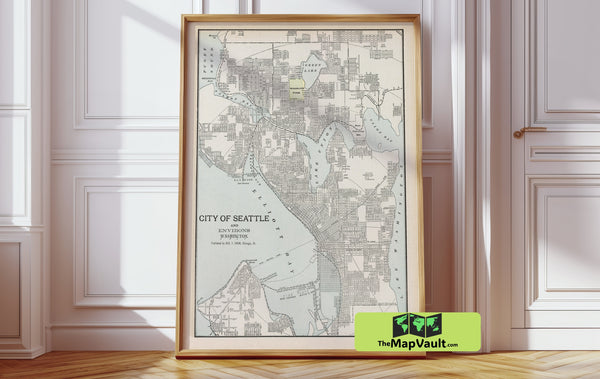 Seattle 1890 City Map – Authentic Historical Reproduction for Dedicated History Enthusiasts