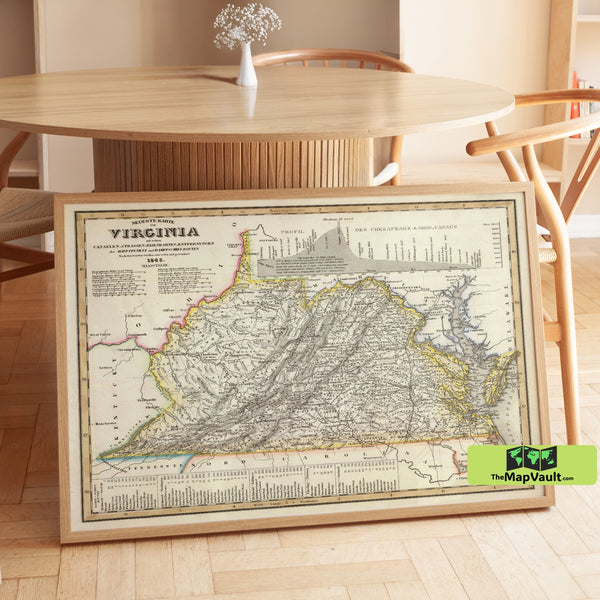 Virginia Historic Map - Antique State Cartography Print