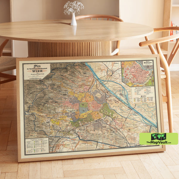 Vienna Map - Vintage City Plan of Wien, Austria