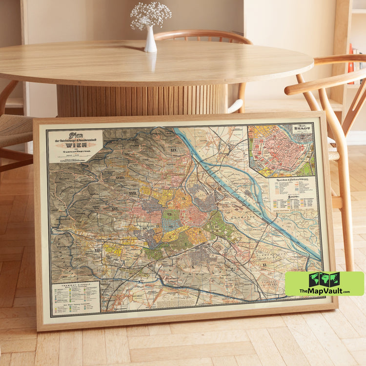 Vienna Map - Vintage City Plan of Wien, Austria