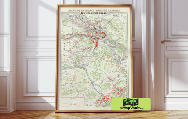 Champagne 1935 Wine Map – Authentic Historical Reproduction for Dedicated History Enthusiasts