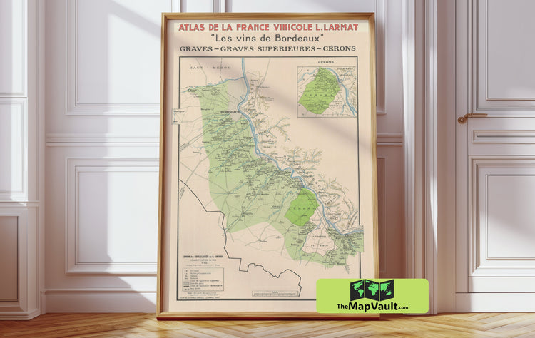Bordeaux 1935 Wine Map Historical Reproduction for Dedicated History Enthusiasts