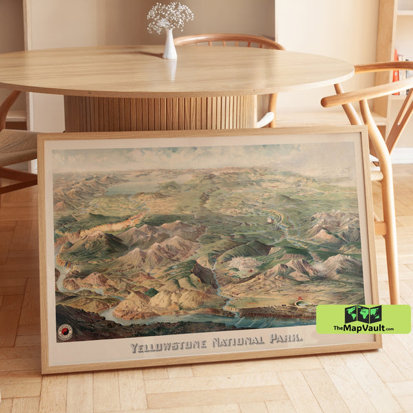 Yellowstone National Park 1904 Poster – Scenic Wilderness Map for Adventure Enthusiasts