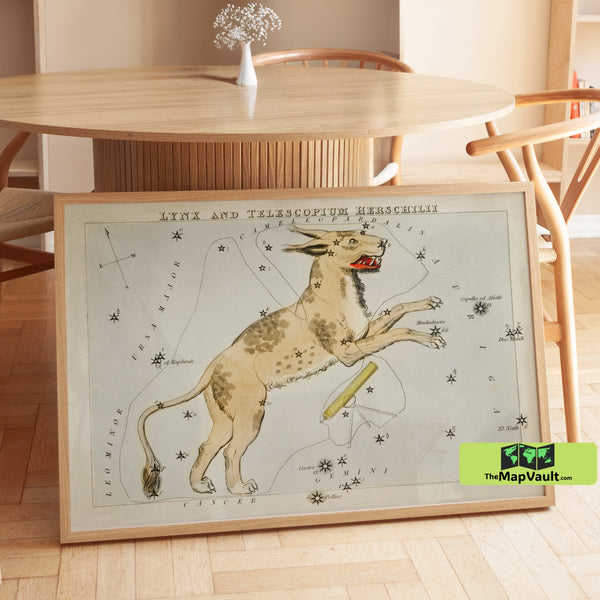 Lynx and Telescopium Constellation Print - 19th-Century Celestial Map by Johann Elert Bode