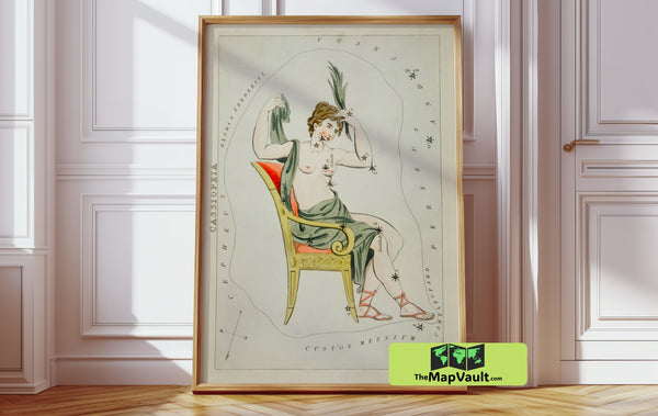 Cassiopeia Constellation - Vintage Celestial Map - 19th-Century Astronomy Illustration