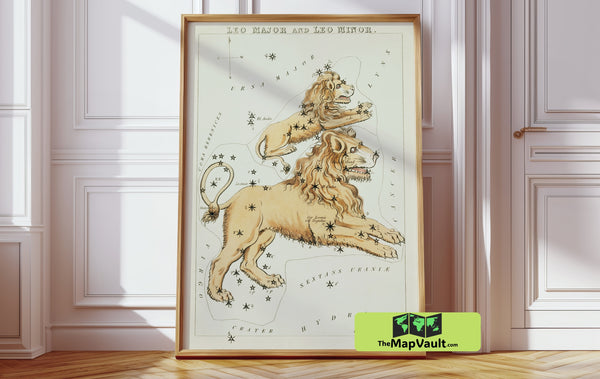 Leo Major and Leo Minor - Vintage Celestial Map - 19th-Century Astronomical Illustration