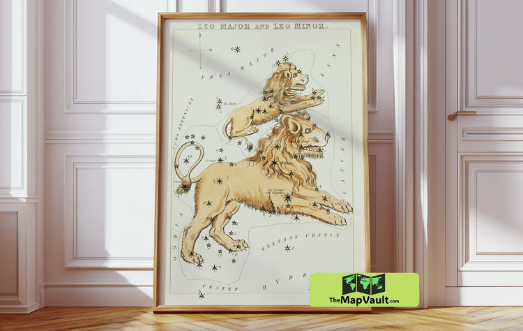 Leo Major and Leo Minor - Vintage Celestial Map - 19th-Century Astronomical Illustration