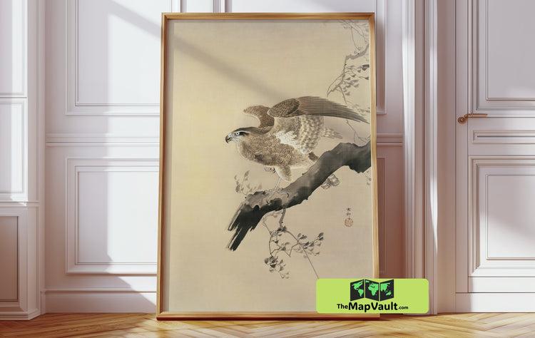Japanese Hawk Painting - Edo Period Traditional Ink Illustration - Classic Asian Art