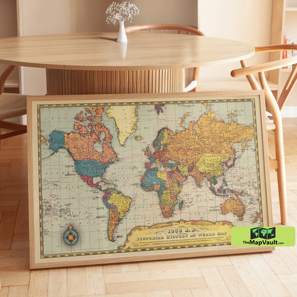Pictorial History Map of the World (1939) – Vintage World Map
